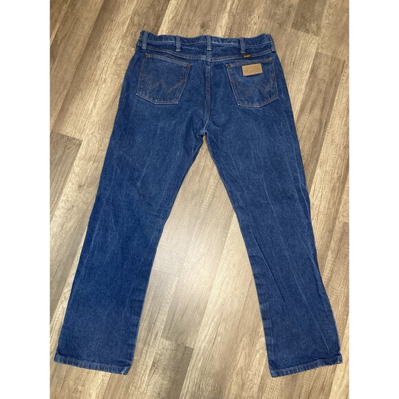 Vintage Wrangler Denim Blue Jeans Cowboy Cut Made in USA 13MWZ Sz 35x30 - Picture 2 of 7